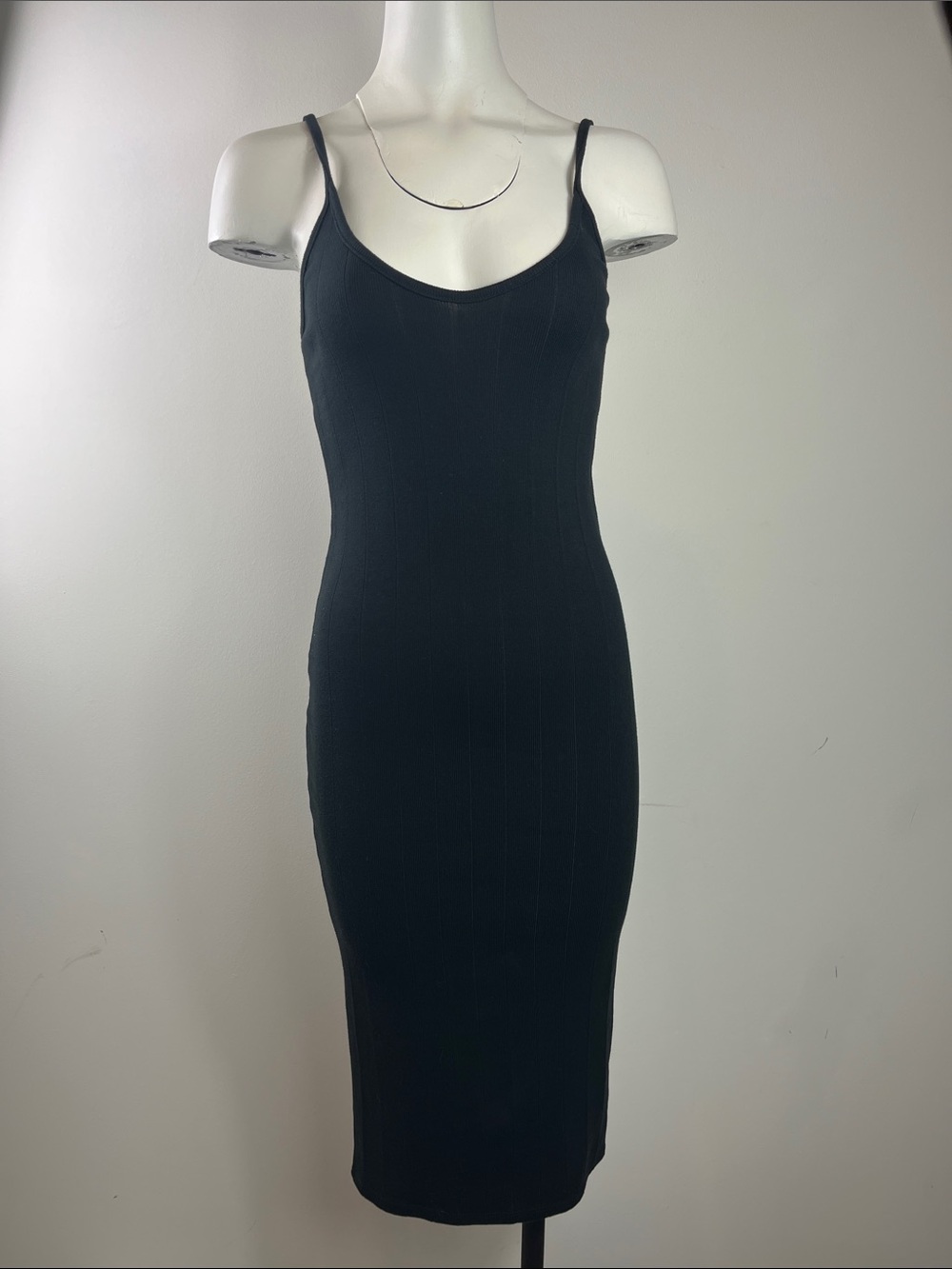 wild fable Black Midi Bodycon Spaghetti-Strap Dress